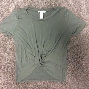 Green top with front knot tie